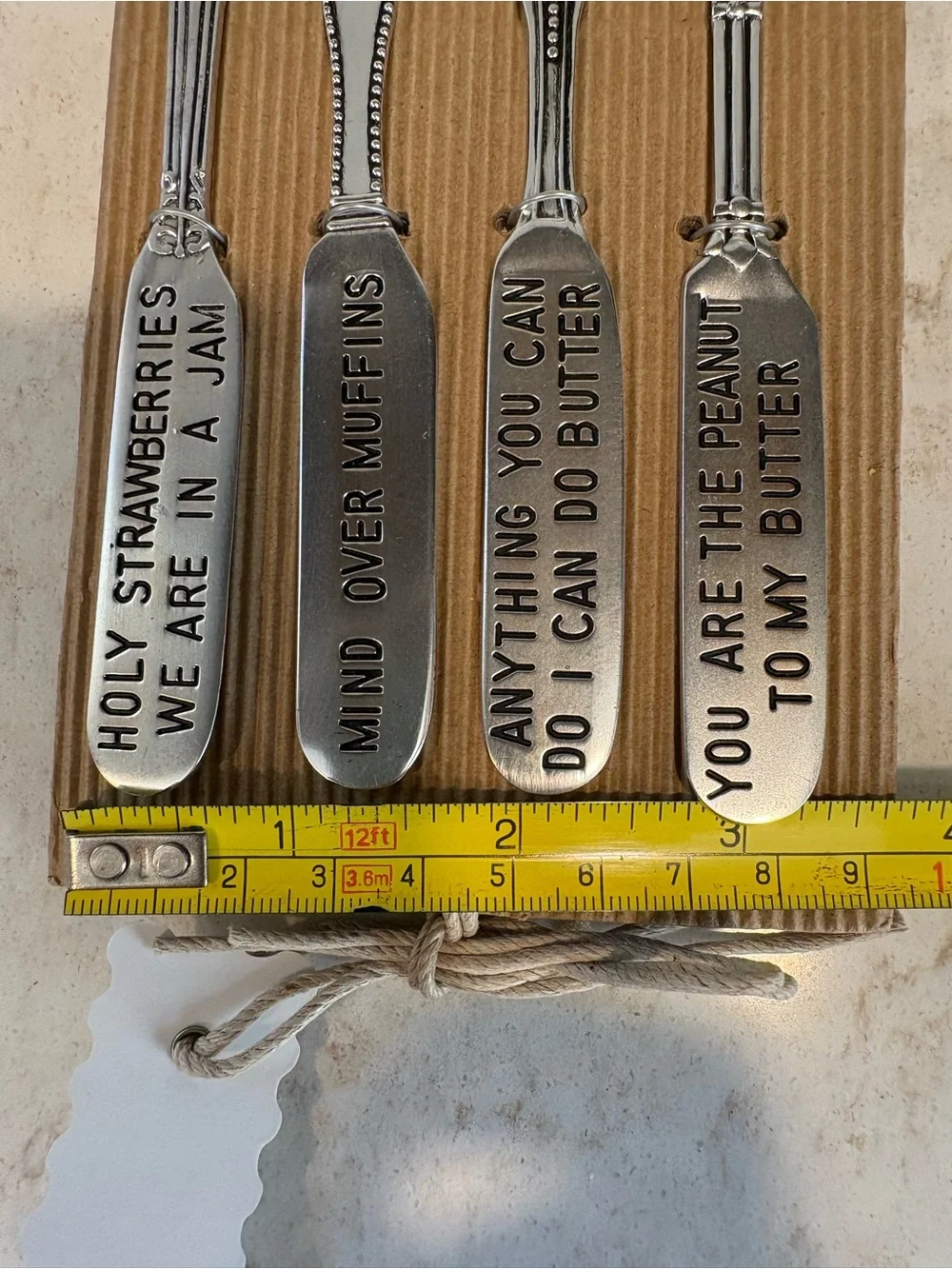 Mud Pie Silver Stamped Butter Spreader Set - 4 Decorative Fun Handles. NEW!
